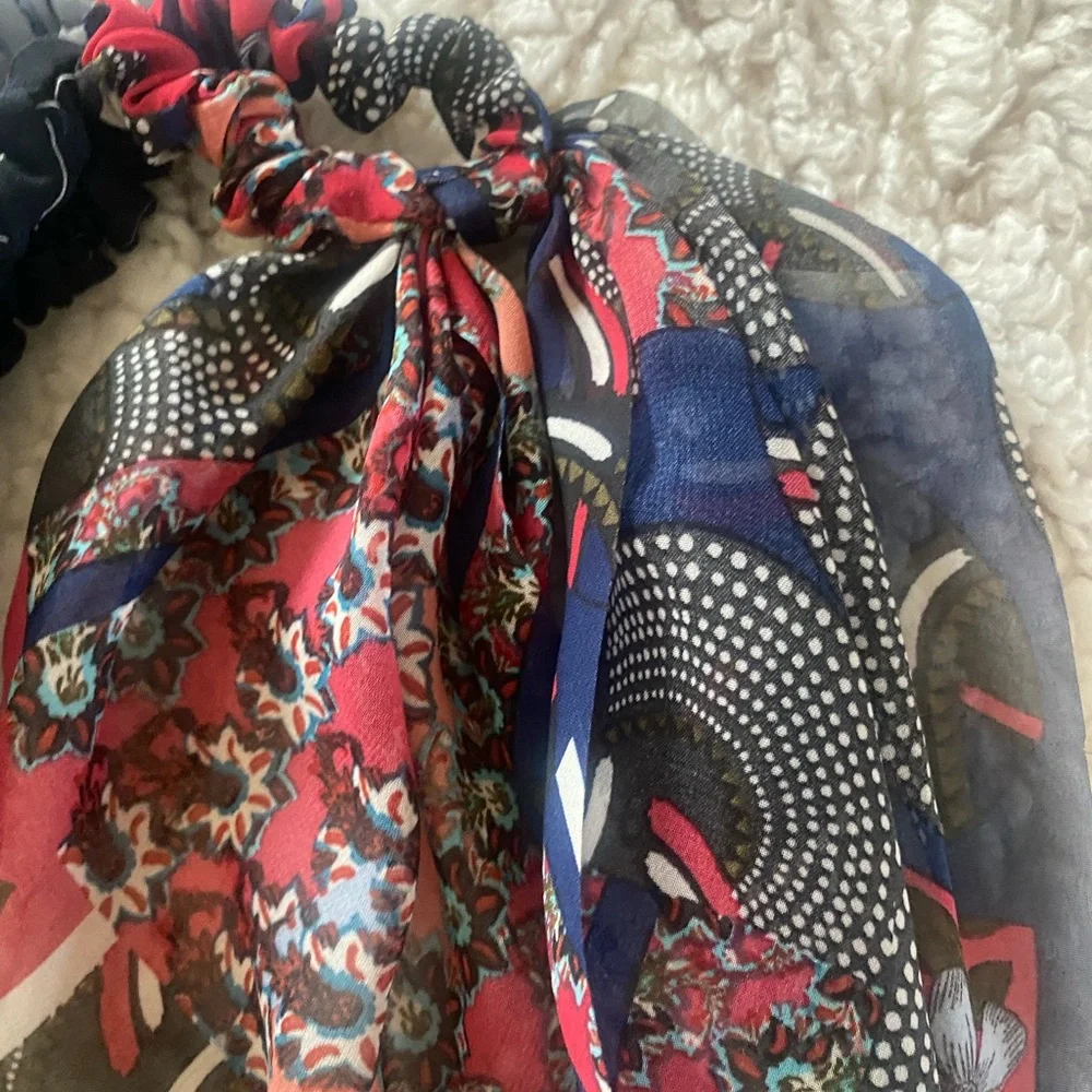 Set Of Three Womens Girls Hair‎ Handkerchief Combo Pinstripe Floral Work Casual